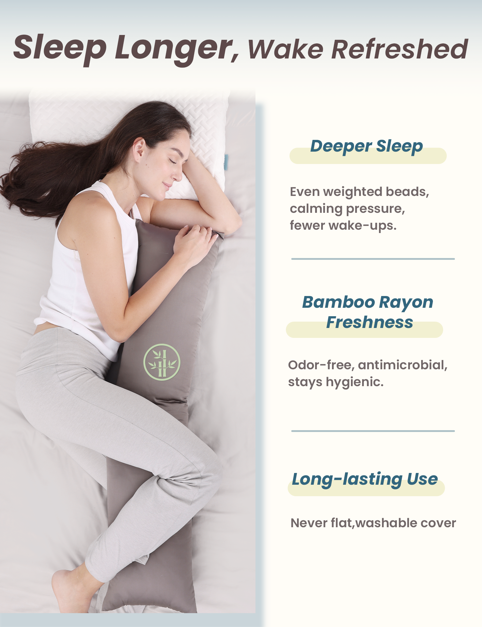 Bamboo Calm Weighted Body Pillow