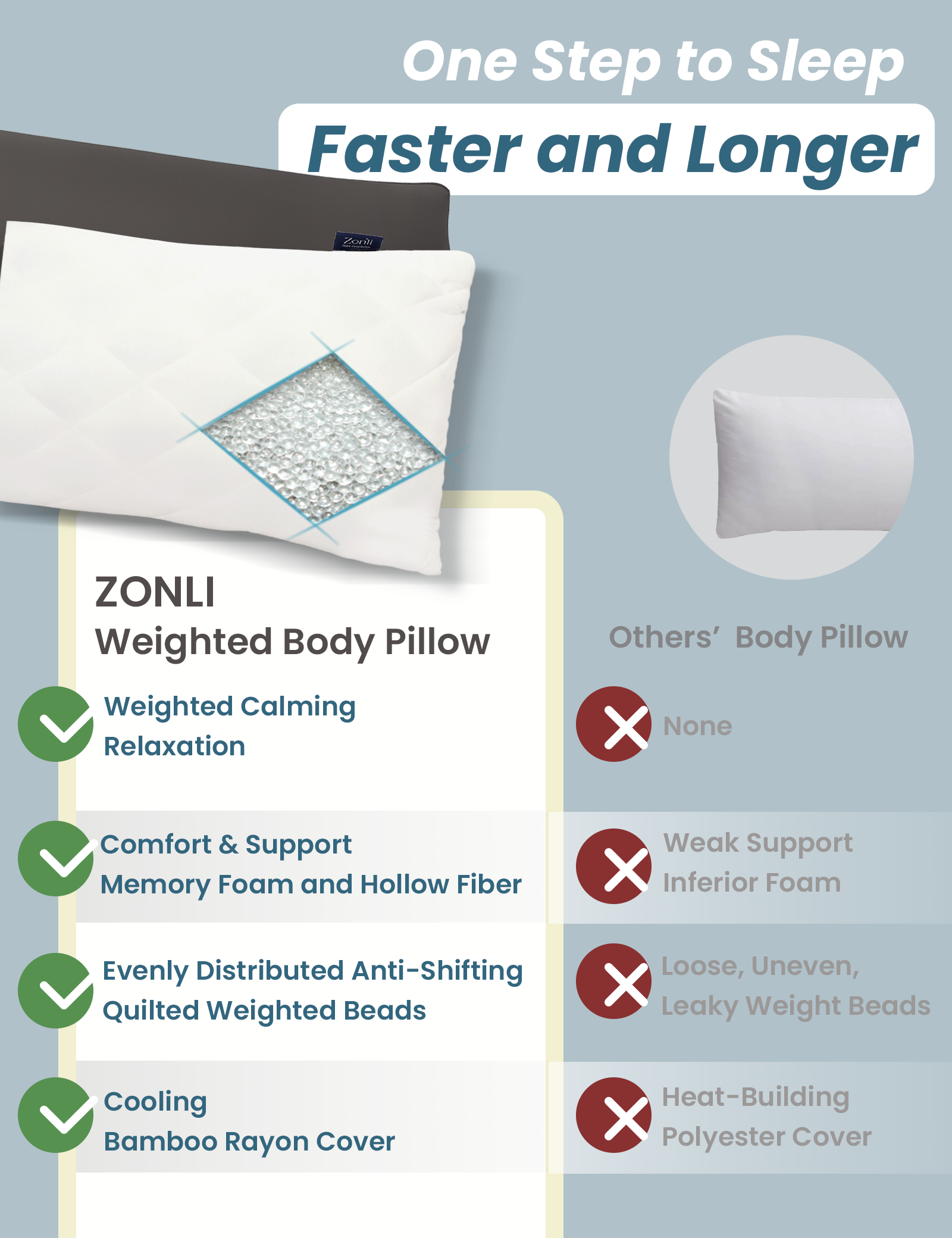 Bamboo Calm Weighted Body Pillow