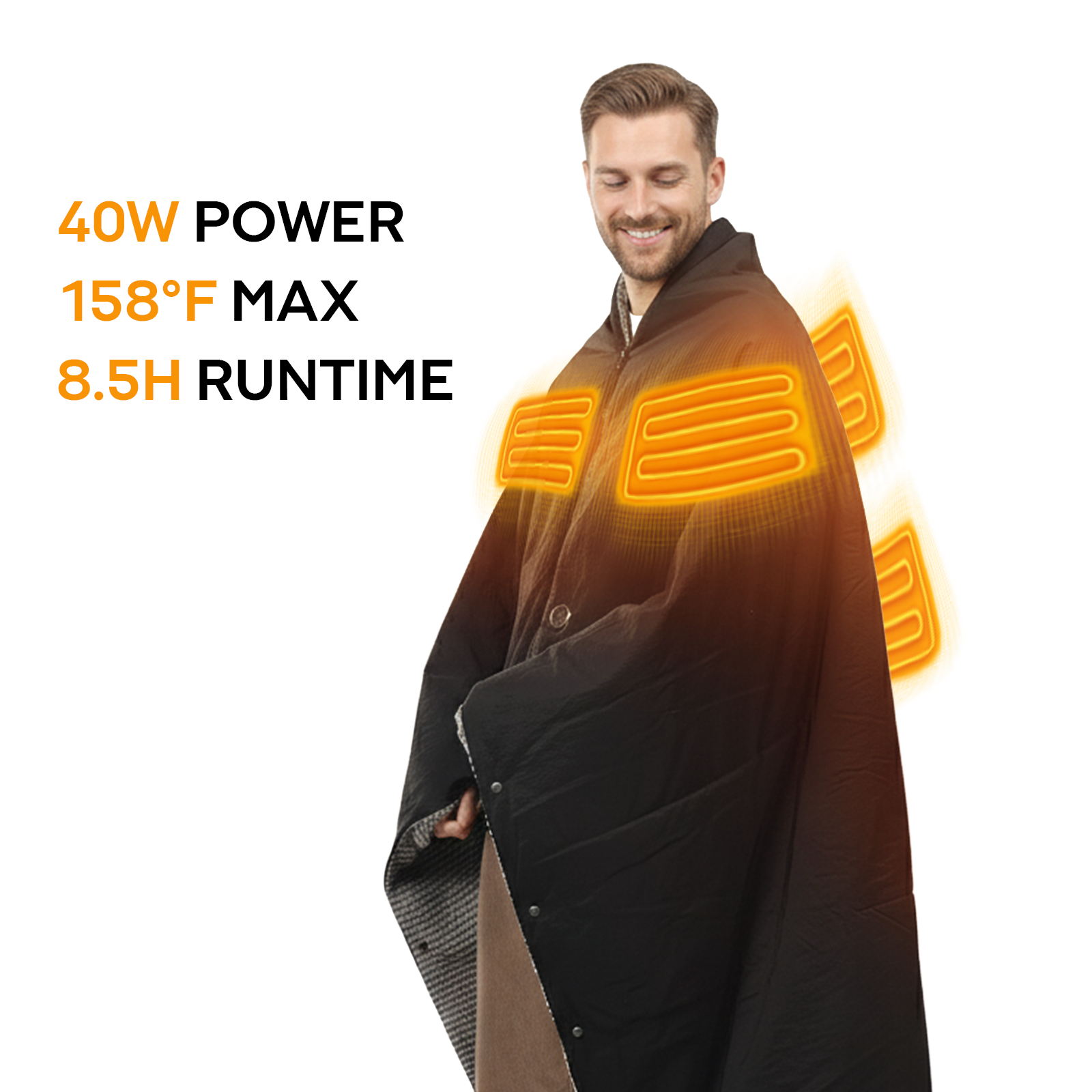 Professional Outdoor Wearable Battery Heated Blanket