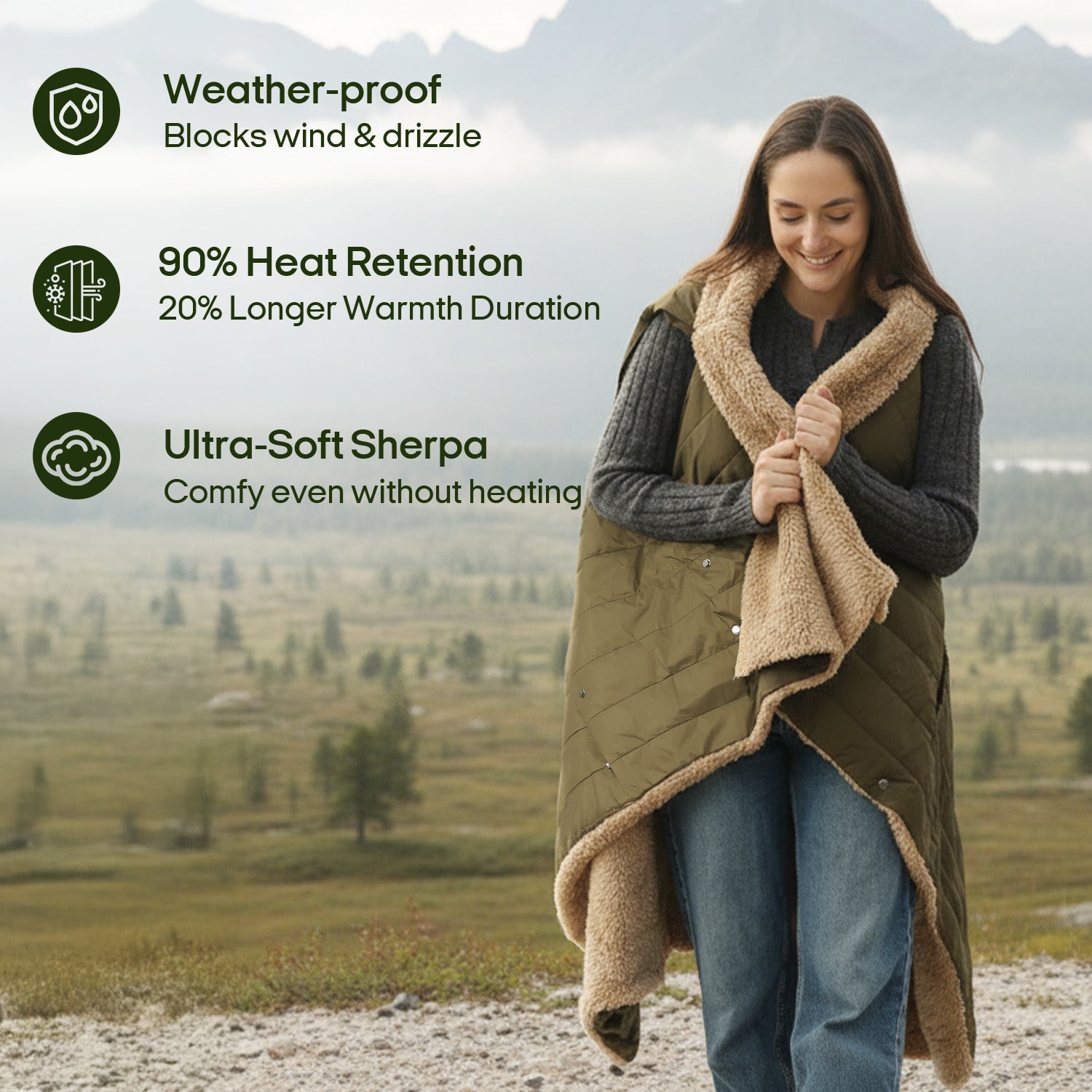 2-in-1 Cordless Wearable Heated Blanket （Waist Belt Edition）