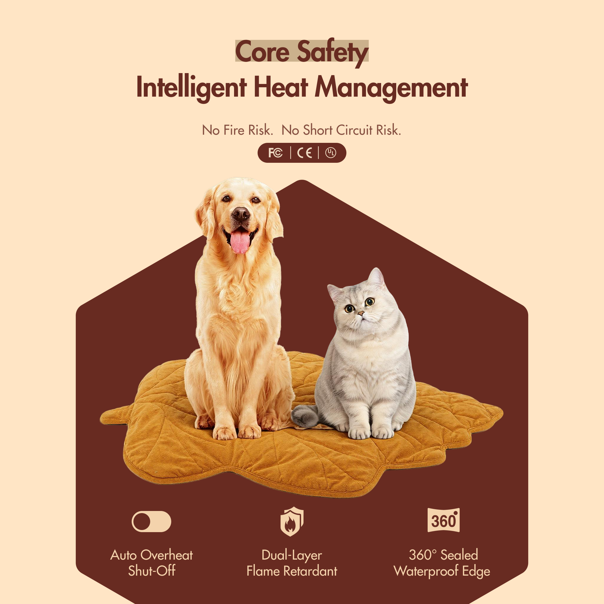 Maple Leaf-Shaped Pet Heating Mat